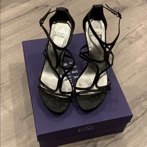 Stuart Weitzman black glitter heels